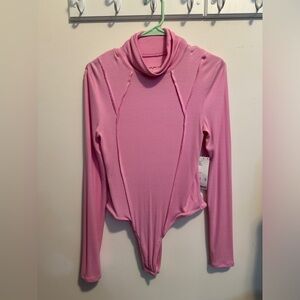 Pink Turtleneck Bodysuit One Piece